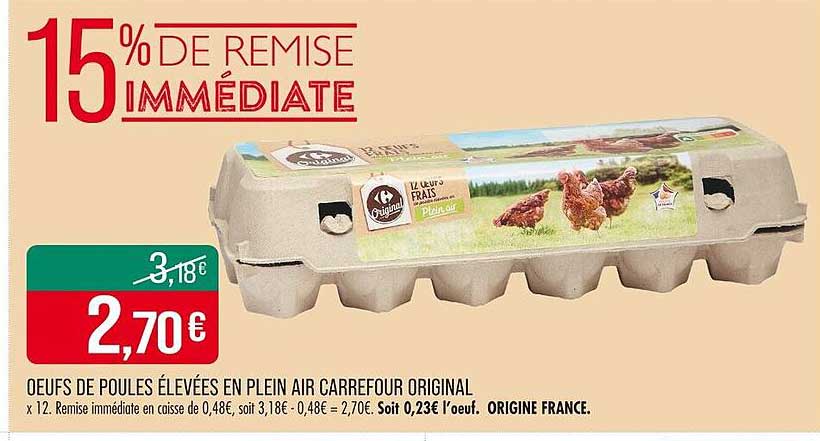 Œufs de poules élevées en plein air Carrefour Original