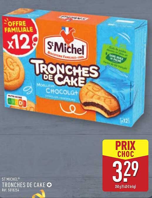 Offre Familiale x12 St Michel Tronches de Cake Moelleux Chocolat