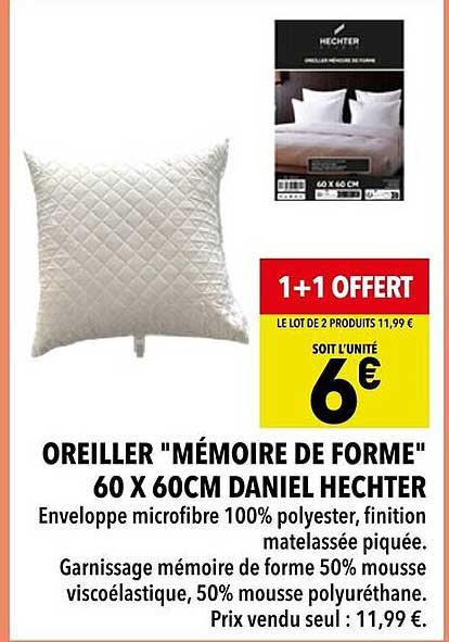 OREILLER "MÉMOIRE DE FORME" 60 X 60CM DANIEL HECHTER