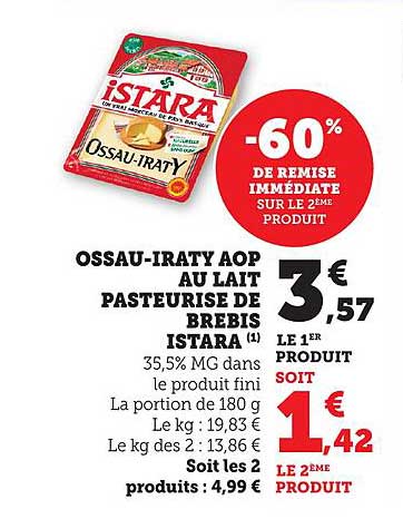 OSSAU-IRATY AOP AU LAIT PASTEURISÉ DE BREBIS ISTARA