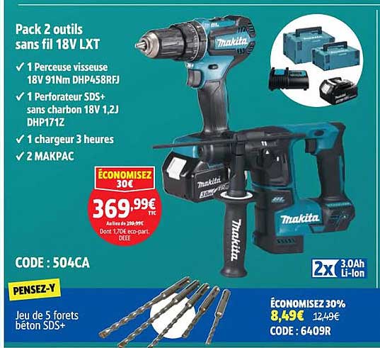 Pack 2 outils sans fil 18V LXT