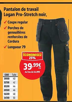 Pantalon de travail Logan Pro-Stretch noir