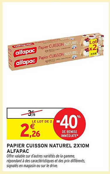 PAPIER CUISSON NATUREL 2X10M ALFAPAC
