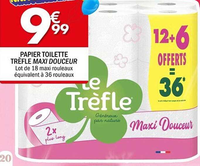 PAPIER TOILETTE TRÈFLE MAXI DOUCEUR