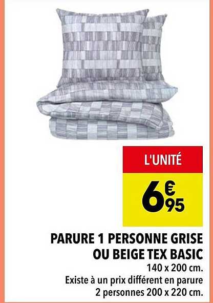 PARURE 1 PERSONNE GRISE OU BEIGE TEX BASIC