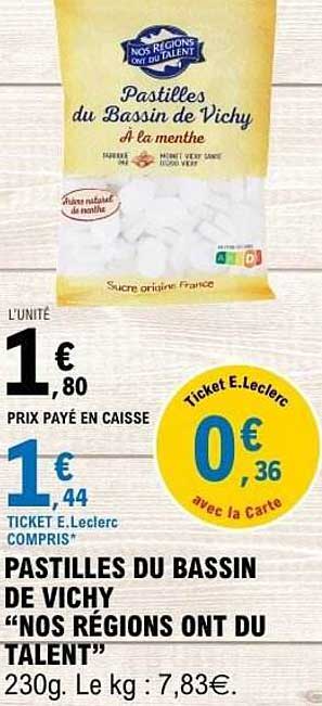 PASTILLES DU BASSIN DE VICHY "NOS RÉGIONS ONT DU TALENT"