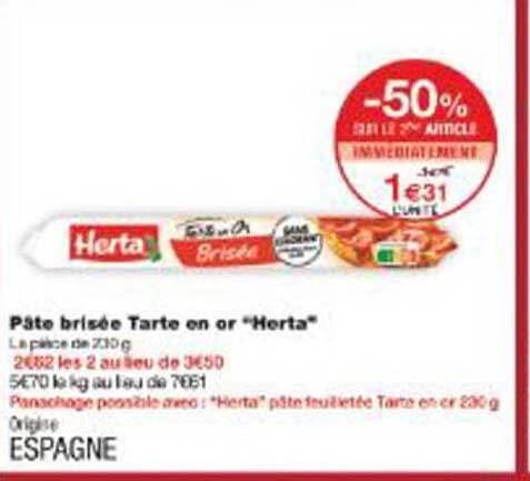 Pâte brisée Tarte en or “Herta”