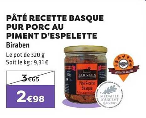 PÂTÉ RECETTE BASQUE PUR PORC AU PIMENT D’ESPELETTE