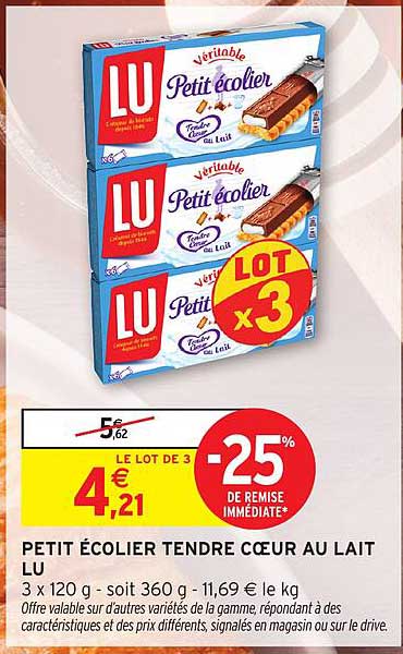 PETIT ÉCOLIER TENDRE CŒUR AU LAIT LU