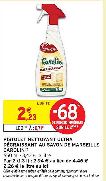 PISTOLET NETTOYANT ULTRA DÉGRAISSANT AU SAVON DE MARSEILLE CAROLIN