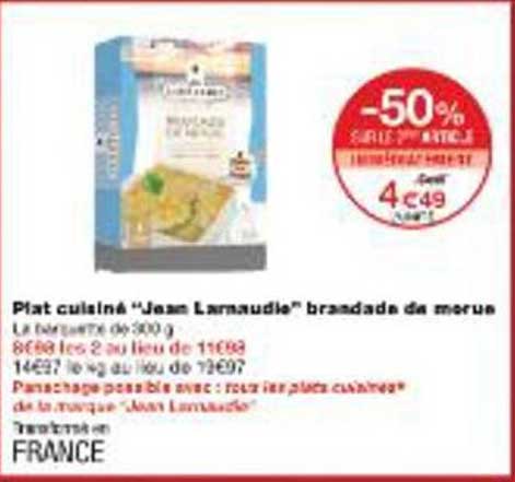 Plat cuisiné "Jean Larnaudie" brandade de morue