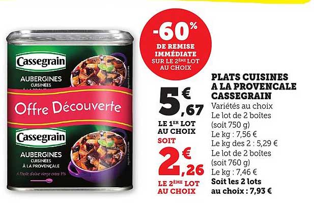 PLATS CUISINES À LA PROVENÇALE CASSEGRAIN