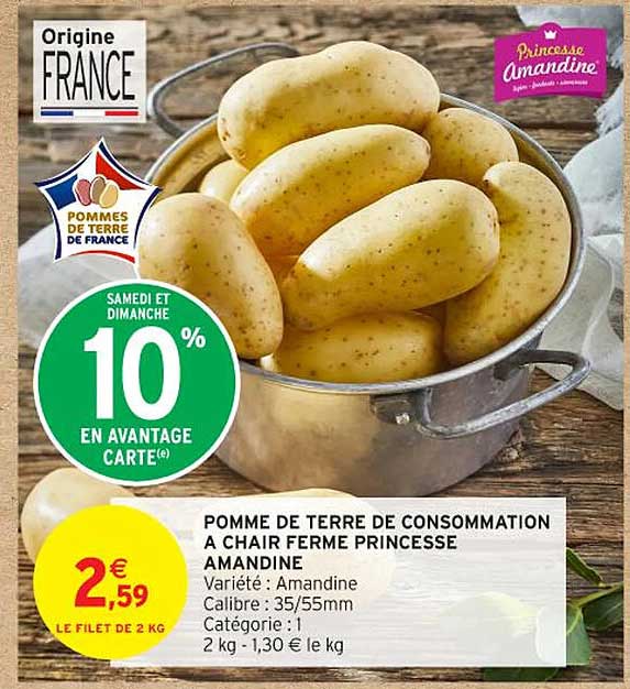 POMME DE TERRE DE CONSOMMATION À CHAIR FERME PRINCESSE AMANDINE