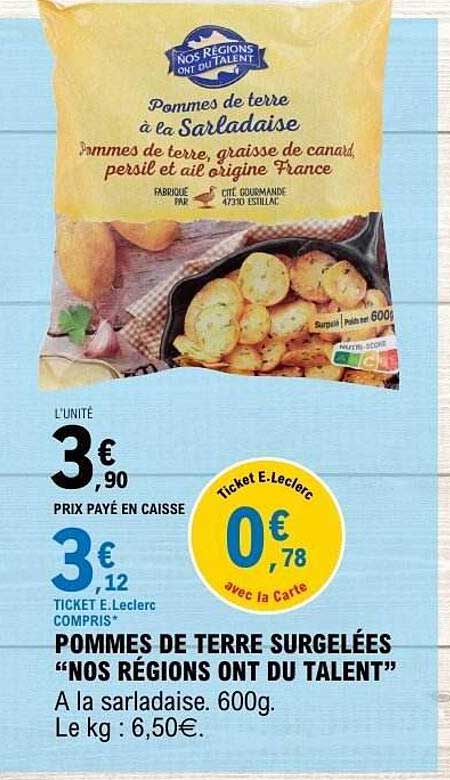 POMMES DE TERRE SURGELÉES "NOS RÉGIONS ONT DU TALENT"