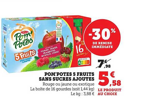 POM'POTES 5 FRUITS SANS SUCRES AJOUTES