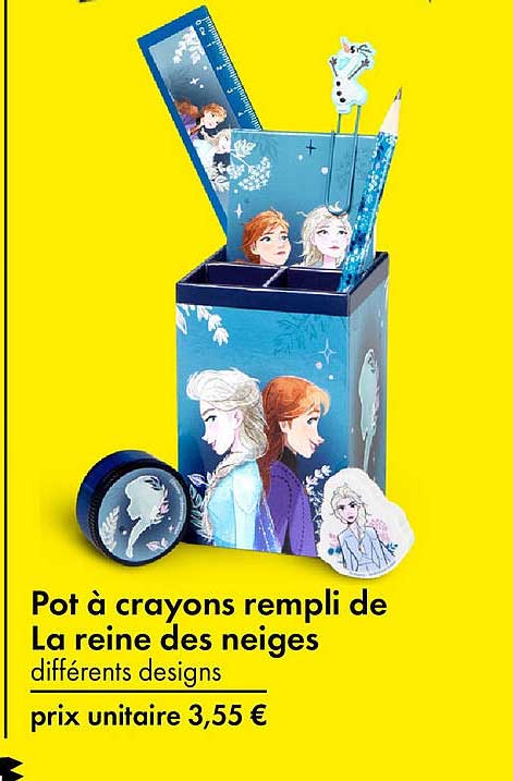 Pot à crayons rempli de La reine des neiges