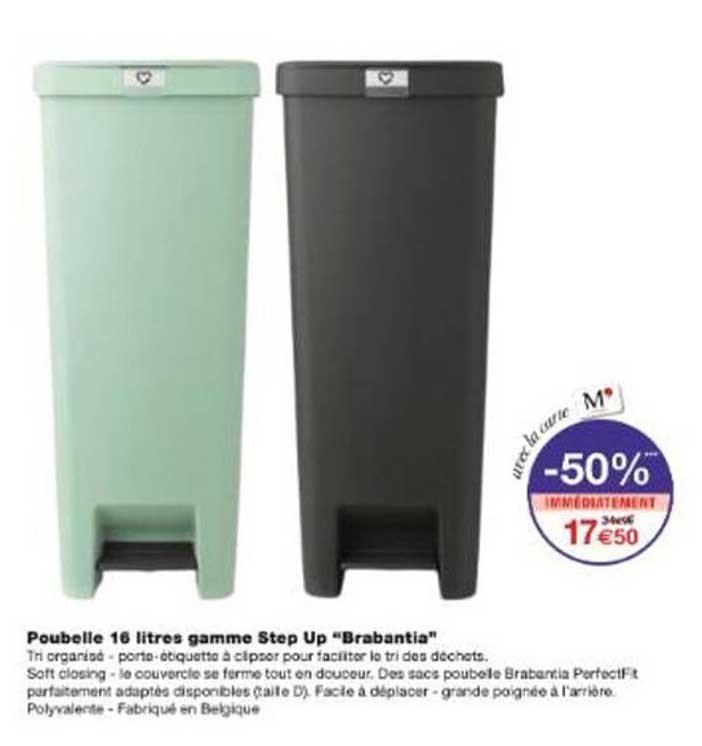 Pou'belle 16 litres gamme Step Up "Brabantia"
