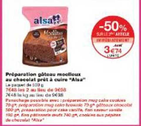 Préparation gâteau moelleux au chocolat prêt à cuire "Alsa"