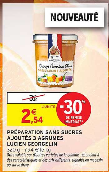 PRÉPARATION SANS SUCRES AJOUTÉS 3 AGRUMES LUCIEN GEORGELIN
