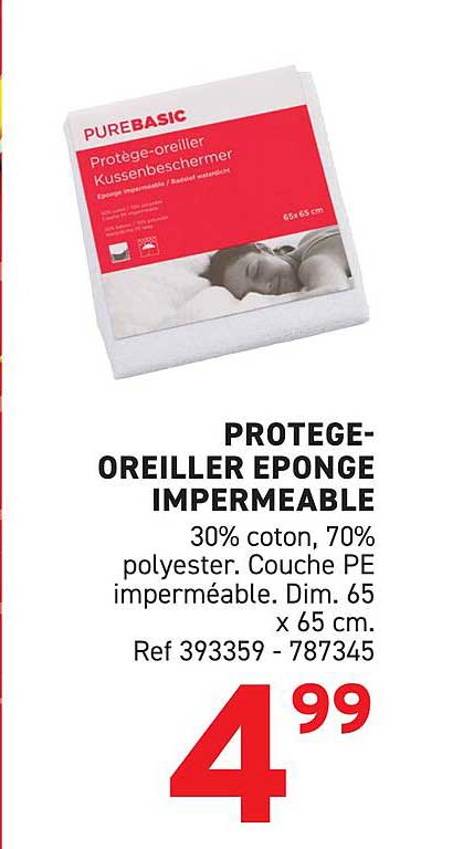 PROTEGE-OREILLER EPONGE IMPERMEABLE