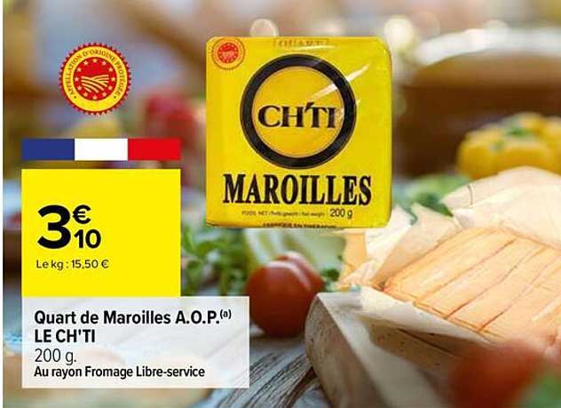Quart de Maroilles A.O.P. LE CH'TI 200 g