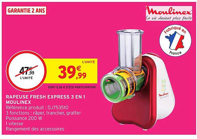 RAPEUSE FRESH EXPRESS 3 EN 1 MOULINEX
