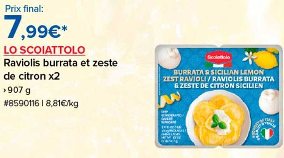 Raviolis burrata et zeste de citron x2