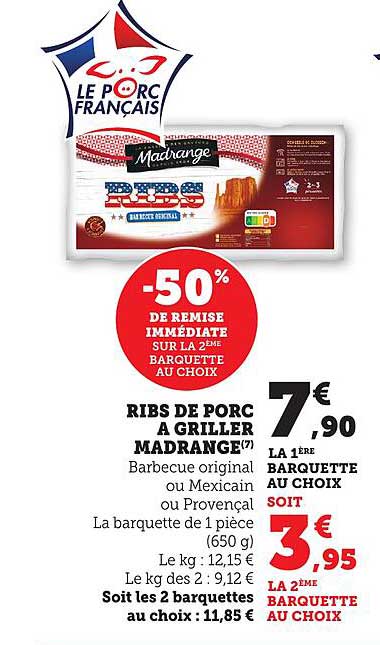 RIBS DE PORC À GRILLER MADRANGE