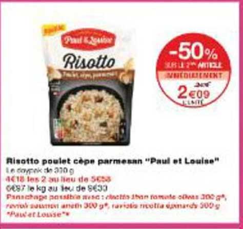 Risotto poulet cèpe parmesan "Paul et Louise"
