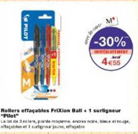 Rollers effaçables FriXion Ball + 1 surligneur "Pilot"