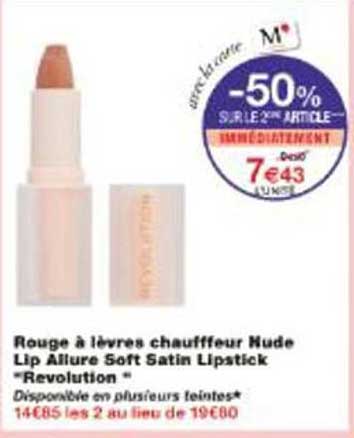 Rouge à lèvres Chauffeur Nude Lip Allure Soft Satin Lipstick "Revolution"