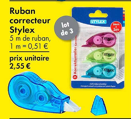 Ruban correcteur Stylex lot de 3