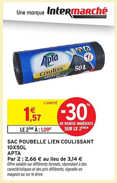 SAC POUBELLE LIEN COUISSANT 10X50L APTA