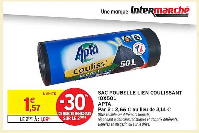 SAC POUBELLE LIEN COULISSANT 10X50L APTA