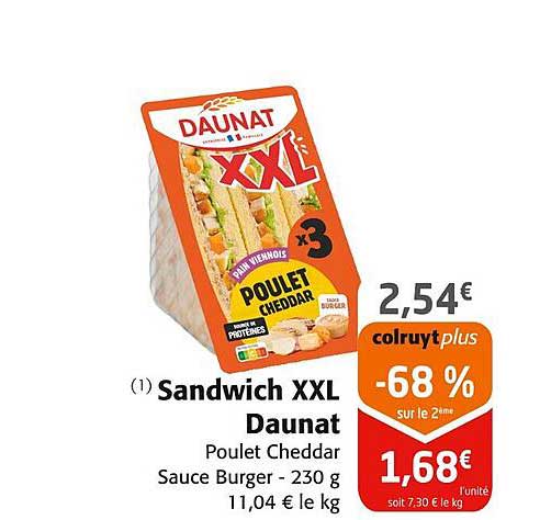 Sandwich XXL Daunat Poulet Cheddar