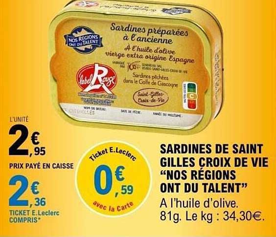 SARDINES DE SAINT GILLES CROIX DE VIE "NOS RÉGIONS ONT DU TALENT"