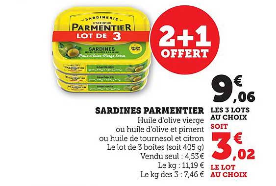 SARDINES PARMENTIER LOT DE 3