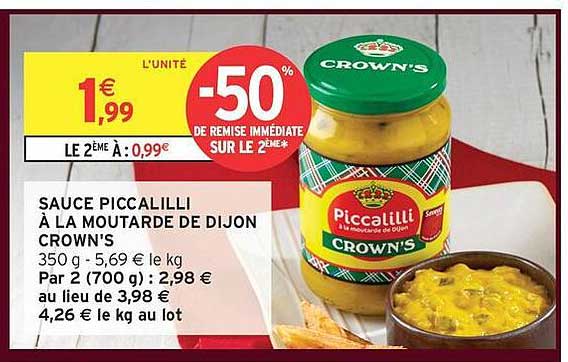 SAUCE PICCALILLI À LA MOUTARDE DE DIJON CROWN'S