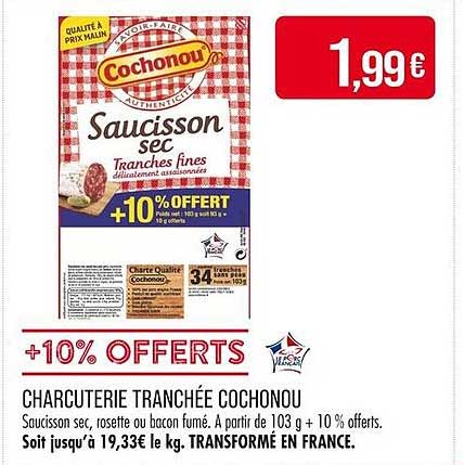 Saucisson sec Tranches fines Cochonou