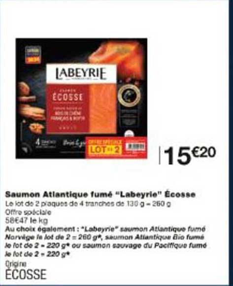 Saumon Atlantique fumé "Labeyrie" Écosse
