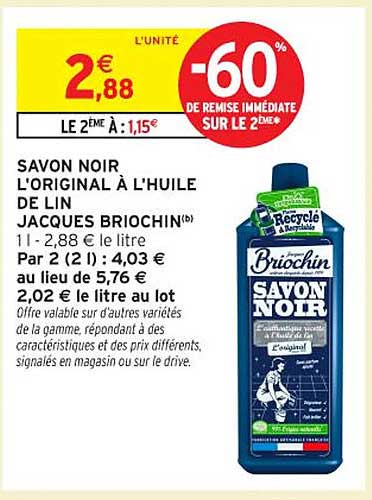 SAVON NOIR L'ORIGINAL À L'HUILE DE LIN JACQUES BRIOCHIN