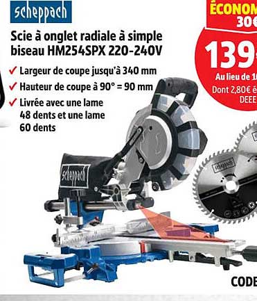 Scie à onglet radiale à simple biseau HM254SPX 220-240V