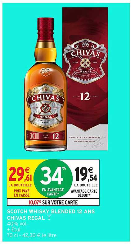 SCOTCH WHISKY BLENDED 12 ANS CHIVAS REGAL