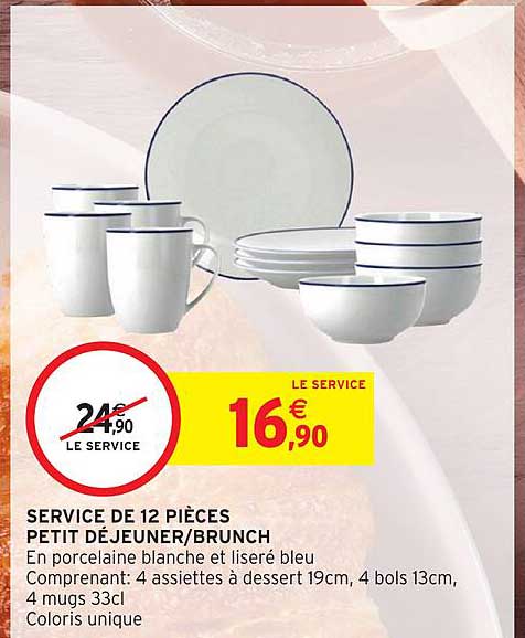 SERVICE DE 12 PIÈCES PETIT DÉJEUNER/BRUNCH