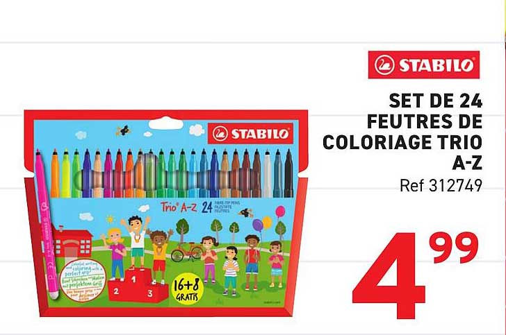 SET DE 24 FEUTRES DE COLORIAGE TRIO A-Z