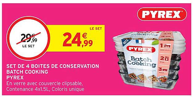 SET DE 4 BOITES DE CONSERVATION BATCH COOKING PYREX