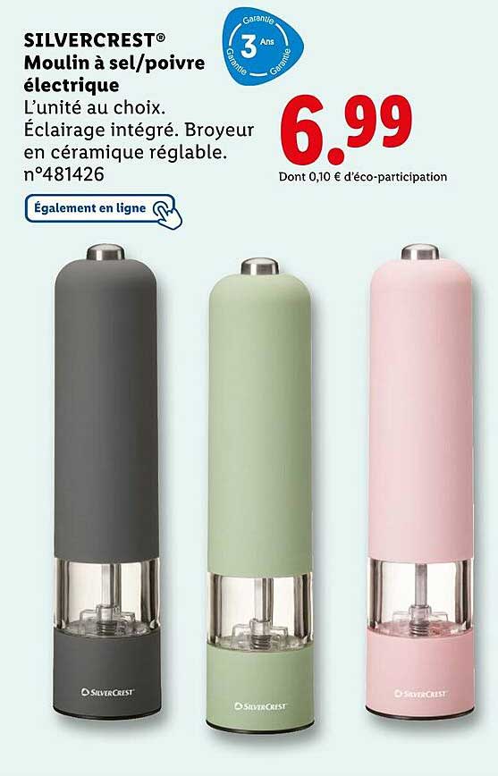 SILVERCREST® Moulin à sel/poivre électrique
