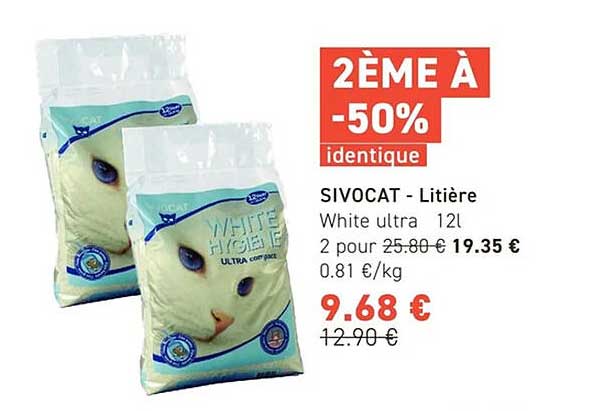 SIVOCAT - Litière White ultra 12L