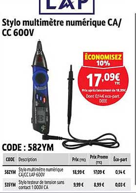 Stylo multimetre numerique CA/CC 600V