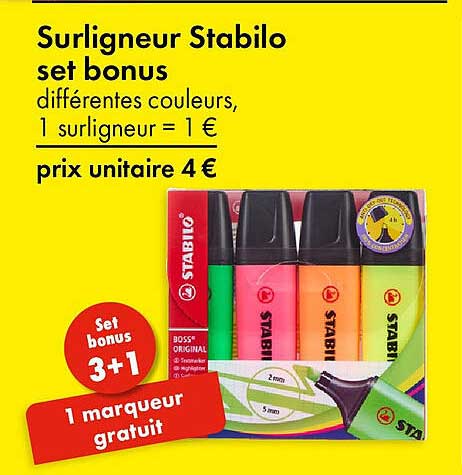 Surligneur Stabilo set bonus